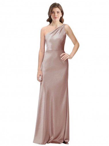 One Shoulder Black-Tie Floor Length Long Formal Stretch Satin Bridesmaid Dress / Prom Dress Australia