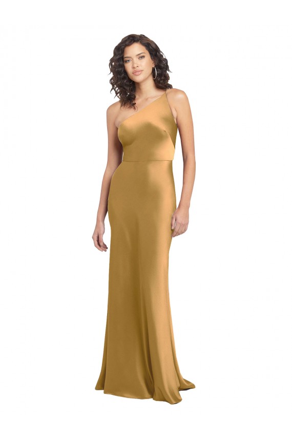 One Shoulder Long Floor Length Formal Stretch Satin Slip Bridesmaid Dress / Prom Dress Australia