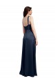 Cowl Neck Soft Long Formal Stretch Satin Bridesmaid Dress / Prom Dress with Side Slit and Pleated Straps Australia