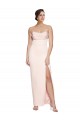 Cowl Neck Strapless Formal Stretch Satin Bridesmaid Dress / Prom Dress with High Split Australia