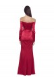 Long Sleeves Off the Shoulder Formal Stretch Satin Bridesmaid Dress / Prom Dress with High Side Split Australia