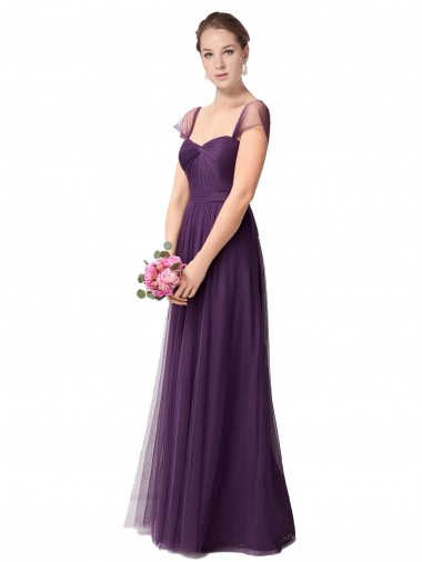 Full Length Long Tulle Bridesmaid Dress with Sweetheart Neckline Australia