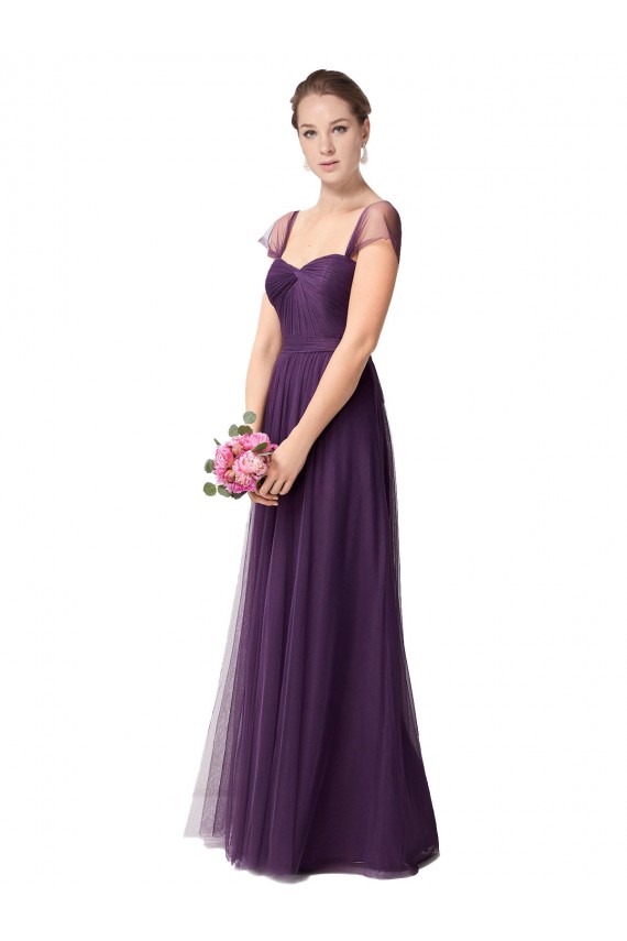 Full Length Long Tulle Bridesmaid Dress with Sweetheart Neckline Australia
