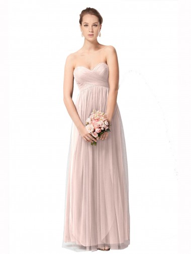 Long Sweetheart Tulle Bridesmaid Dress with Shirred Criss Cross Bodice Australia