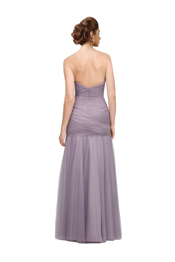 Draped Long Mermaid Sweetheart Tulle Bridesmaid Dress Australia