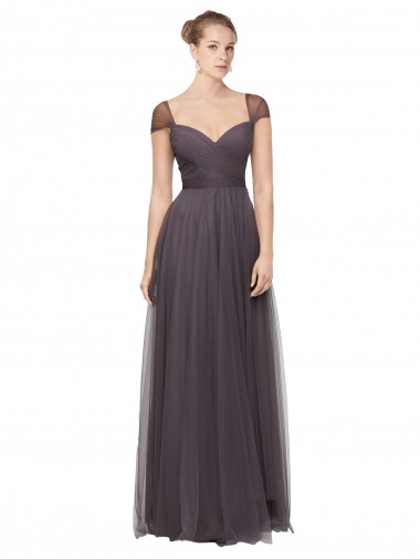 Sweetheart Neckline Long Tulle Bridesmaid Dress with Straps Australia