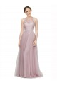 High Neck Long Tulle Bridesmaid Dress with Lace Bodice Australia