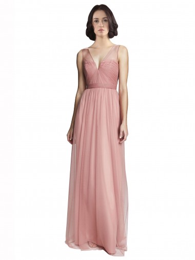 V-Neck Illusion Tulle Bridesmaids Dress Australia