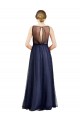 Sleeveless Boat Neck Long Pearl Tulle Bridesmaid Dress with Keyhole Back Australia