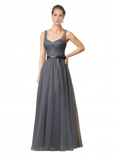 Sweetheart Long Tulle Bridesmaid Dress with Sash Australia