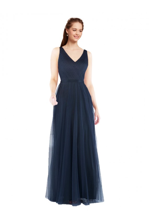 V-Neck Soft and Simple Tulle Bridesmaid Dress Australia