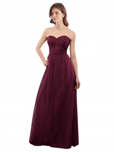 Strapless Tulle A-line bridesmaid dress with pleated top Australia