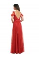 Cold Shoulder Pleated Wrap Tulle Bridesmaid Dress with Low V-Back Australia
