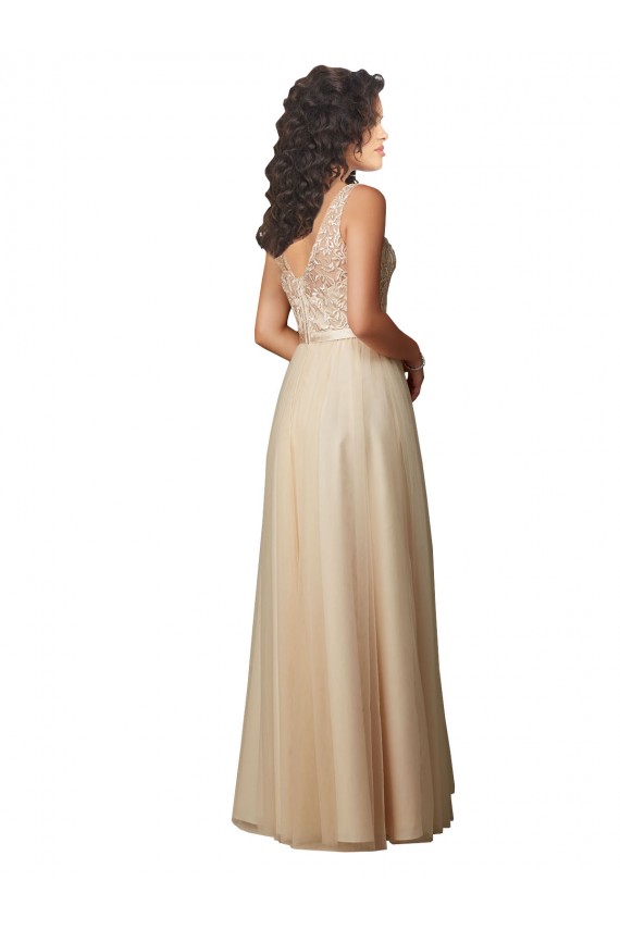 Long Tulle Bridesmaid Dress with Embroidery and Beading Australia