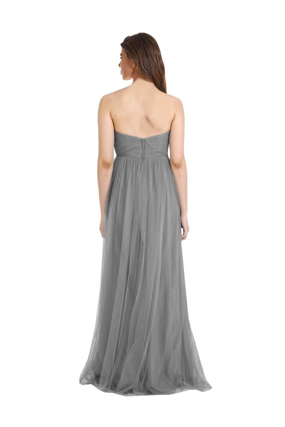 Shirred Strapless Bodice Long Tulle Bridesmaid Dress with Sweetheart Neckline Australia