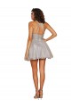 Halter Neckline Criss Cross Back Short Cocktail Dress with Beaded Lace Bodice Australia