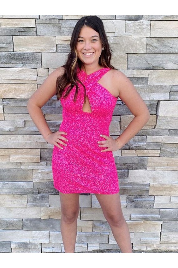Halter Sleeveless Short Velvet Sequin Cocktail Homecoming Dress / Prom Dress Australia