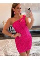 Velvet Sequin One Shoulder Sleeveless Short Homecoming Dress / Prom Dress Australia