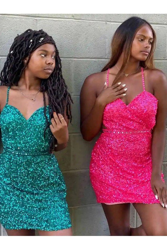 V-Neck Sleeveless Short Velvet Sequin Cocktail Dress Australia