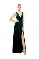 Sleek V-Neck Long Formal Velvet Bridesmaid Dress / Prom Dress with Side Slit Australia