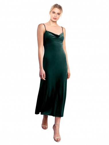 Midi Cocktail Length Cowl Neck Velvet Slip Bridesmaid Dress / Prom Dress Australia