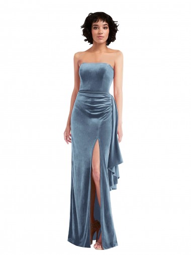 Strapless Formal Velvet Maxi Bridesmaid Dress / Prom Dress with Draped Skirt Australia
