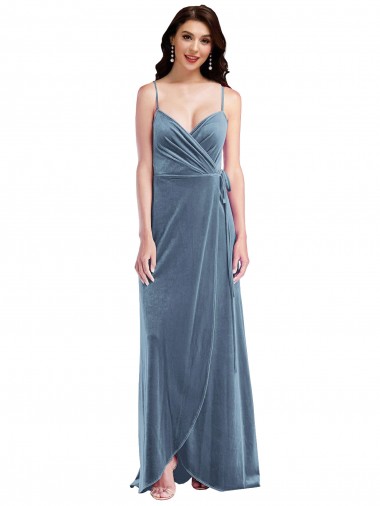 Velvet Wrap Maxi Bridesmaid Dress / Prom Dress with Pockets Australia