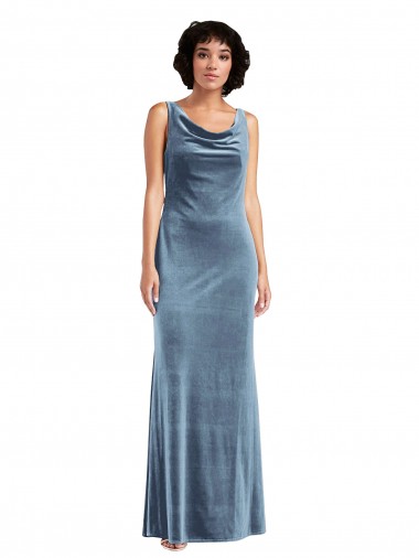 Floor Length Cowl Neck Long Stretch Velvet Maxi Bridesmaid Dress / Prom Dress Australia