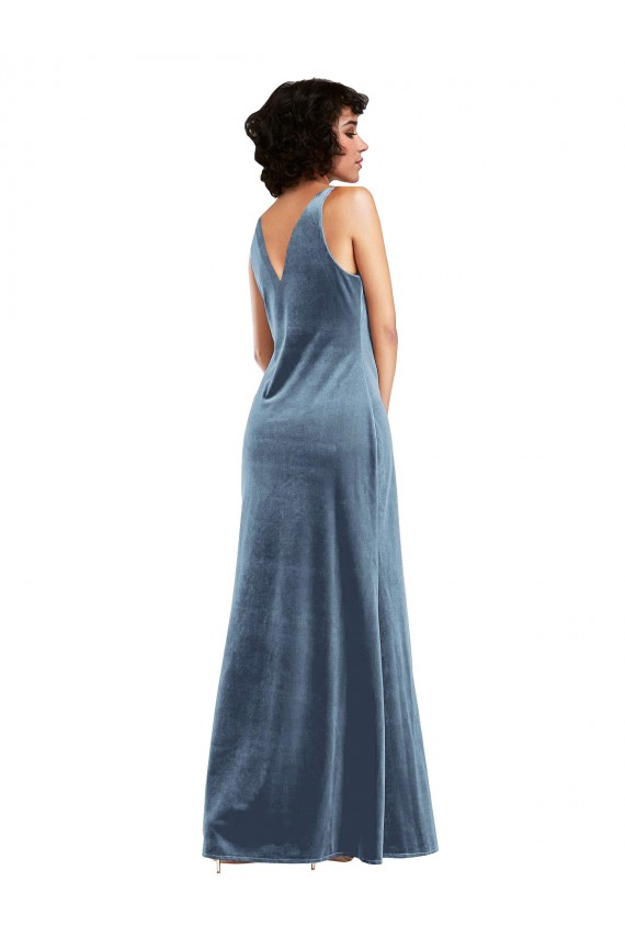 Floor Length Cowl Neck Long Stretch Velvet Maxi Bridesmaid Dress / Prom Dress Australia