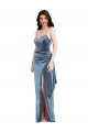 Spaghetti Strap Formal Velvet Maxi Bridesmaid Dress / Prom Dress with Draped Skirt Australia
