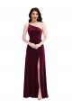 One Shoulder Spaghetti Strap Velvet Maxi Bridesmaid Dress / Prom Dress with Pockets Australia