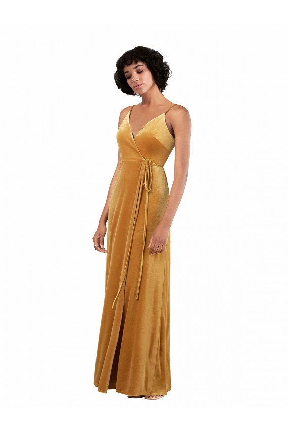 Romantic Velvet Floor Length Formal Bridesmaid Dress / Prom Dress with Wrap Detail Australia