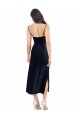 Midi Cocktail Length Formal Velvet Bridesmaid Dress / Prom Dress with Cowl Neck and Spaghetti Straps Australia